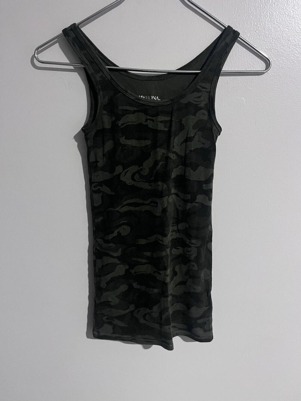 Merona Dress Womens XS Green Camouflage Tank Dress Short Scoop Neck Jersey